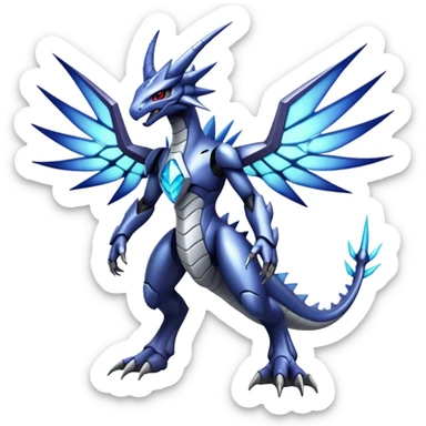  Cool Edgy Shiny Godly Ethereal Digimon-Genesect-Dialga-Reptile-hybrid full body sticker