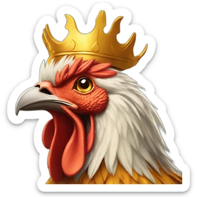 proud and howling golden phoenix rooster with a crown on its head sticker