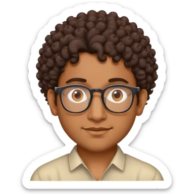 Brahmin indian guy with glasses, curly hair, and brown skin sticker