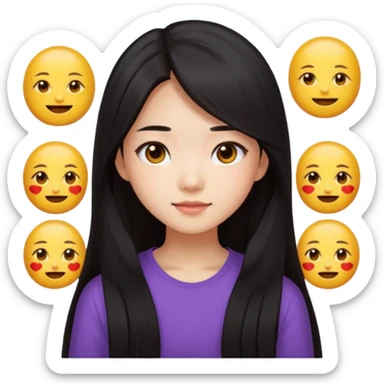 long dark hair asian girl emoji pack for twitch sticker