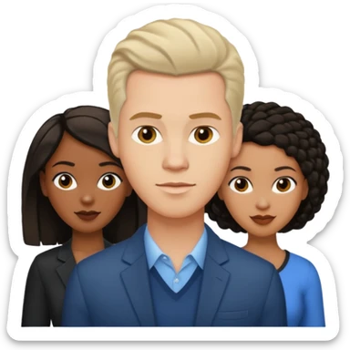 White brunette American man with two black african women both are African one is light skin black and one is medium tone black with african hair styles sticker