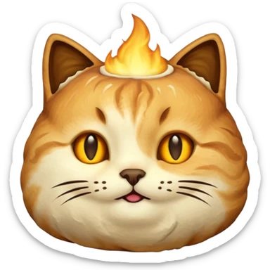 Cat shaped toasted marshmallow  sticker
