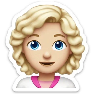 Tannish but white girl with blue eyes blonde longish hair in a pink Santa suit￼ sticker