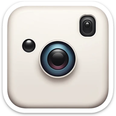 Create a [Instagram] in a minimalist, playful hand-drawn doodle style, using thick, uneven black outlines and keeping the object white with two small black dot eyes. Center the anthropomorphic object within a solid-colored circular background, maintaining the simple, cartoonish feel. sticker