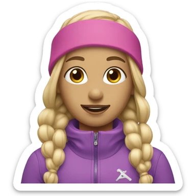 Blonde hair girl ski outfit with headband sticker