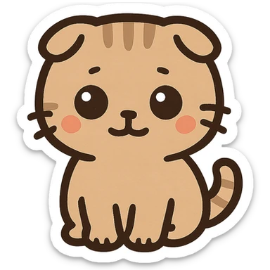 kawaii scottish fold kitten sitting, twitter style emoji sticker