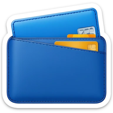 blue wallet with credit card sticking out sticker