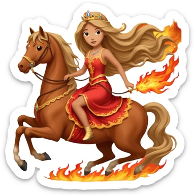 Fire horse galloping with princess riding sticker