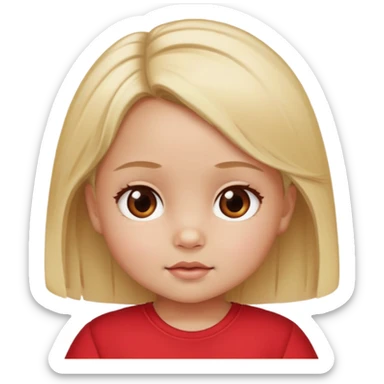 Create a girl with blonde hair, red top and brown eyes, and let her name be Lina, let it be a baby sticker