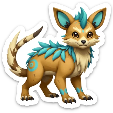 Rare realistic exotic cute epic pretty beautiful handsome gorgeous aesthetic colorful vibrant Vernid-Protogen-Primagen-Wickerbeast-species-Fakemon-creature by LiLaiRa, random markings, tufted ears, full body sticker