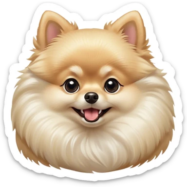 Cinematic Comical Cream Pomeranian Portrait Emoji, Head tilted dramatically with an exaggeratedly shocked or amused expression, featuring a glossy, fluffy cream Fur with a radiant sheen, wide, expressive dark eyes filled with playful disbelief, Simplified yet hilariously expressive features, highly detailed, glowing with a slightly sassy glow, high shine, dramatic yet playful, stylized with an air of cheeky mischief, bright and endearing, soft glowing outline, capturing the essence of a spirited and over-the-top companion, so meme-worthy it feels like it could side-eye its way into internet fame instantly! sticker