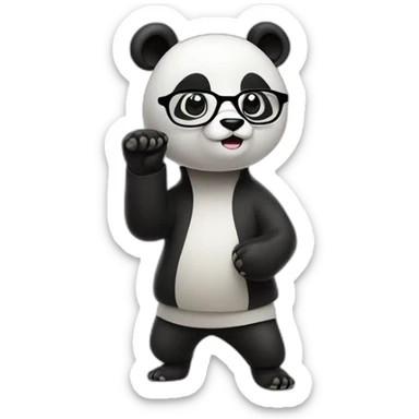 a serious panda bear with glasses doing tai chi sticker
