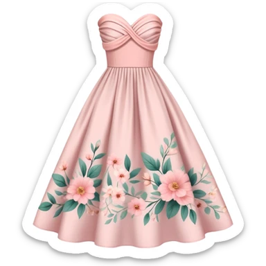 Floral pastel pink Easter dress strapless sticker