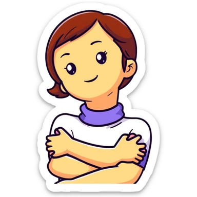 Girl with two arms and her hand are around her neck herself￼ sticker