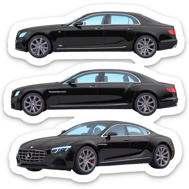 Add a transparent film next to the black luxury car, clearly separated and visible, as if ready to be applied, keep the elegant 3D style sticker