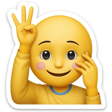 yellow smiley face with playful mocking expression holding right hand up to forehead in 'L' shape signaling 'loser' gesture sticker
