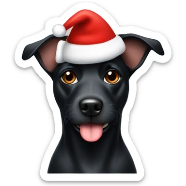 black dog with xmas hat on sticker