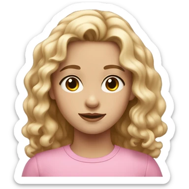 Girl with wavy hair tanish white skin hazel eyes in a pink top sticker