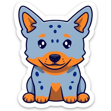 cute blue heeler cattle dog head with characteristic blue-gray speckled coat and alert expression sticker