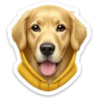 Golden retriever wearing a hoodie sticker