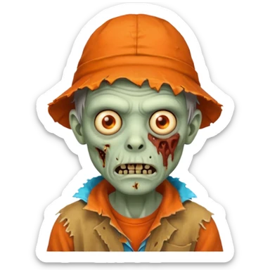 zombie man in orange hats sticker