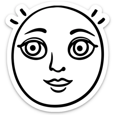 A symmetrical face with two large eyes and a pair of lips in the middle, arranged in a row (👁️👄👁️) sticker