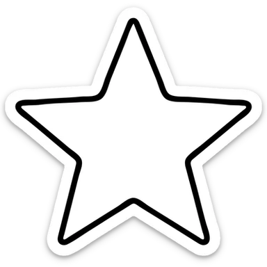 silver star icon, outlined, clean and crisp sticker