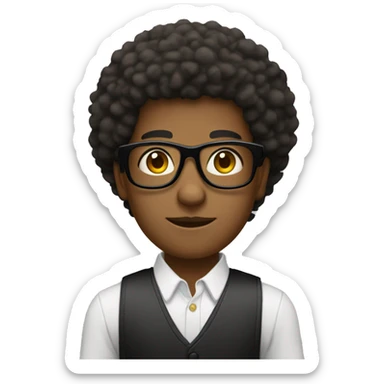 persona joven de color con afro pequeño y gafas sticker