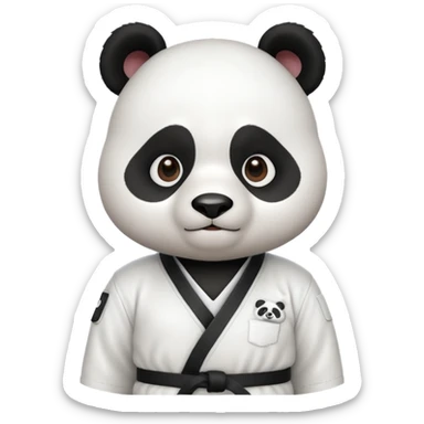 cute panda doing karate portrait, head and shoulders only, wearing white gi uniform, black belt visible, determined face, 3D cartoon, mobile game icon style, clean background, no text, no watermark
 sticker
