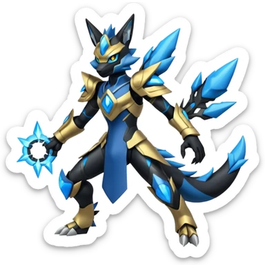 Edgy futuristic Zeraora-Zekrom-Lucario-fusion sticker