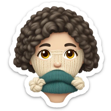 white girl in knitted sweater with dark hair sticker