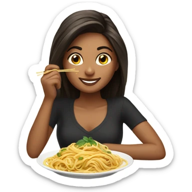 Gorgeous brunette eating linguine  sticker