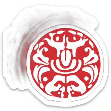 Spiritual hindu symbol (svastika) in a white circle in a red flag sticker