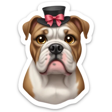 Olde English bulldog with a hair bow sticker