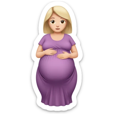 very heavily pregnant overdue woman with very large belly  sticker