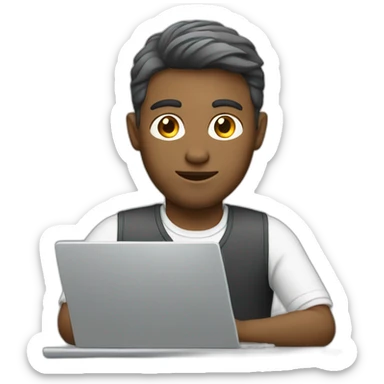 white man working on a laptop sticker