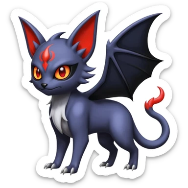 Noibat-Absol-Nargacuga-Litten-Torracat-fusion-Fakemon-Pokémon-creature  sticker