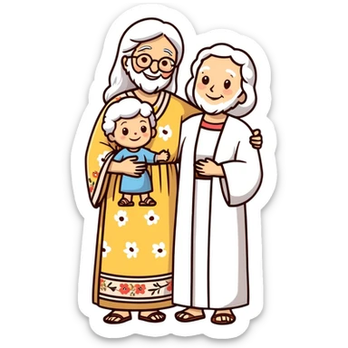 Grandma with Jesus Christ sticker