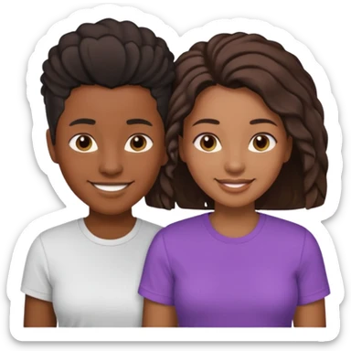 Black lesbian couple with one masculine with short haircut with a t shirt and one feminine with long hair in a blouse sticker