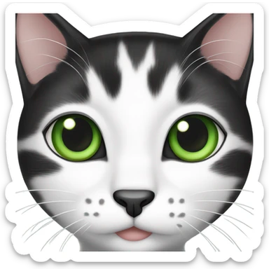 Black and white cat with green eyes and black chest spot sticker