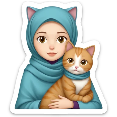 the girl with pashmina’s hijab and her cat’s sticker