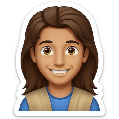 Boy arab long brown hair sticker