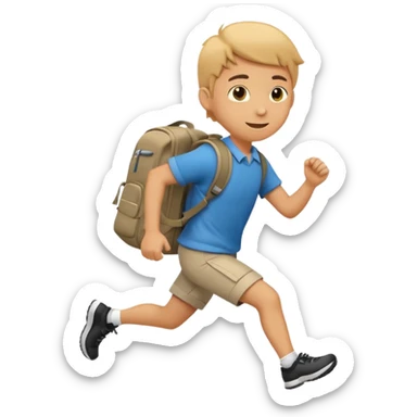 An emoji of a running schoolboy with a backpack, in a simplified, vector-like style similar to common emojis. Focus on clear silhouette and dynamic pose. sticker
