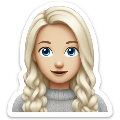 Pretty blue eyed white girl with grey sweater sticker