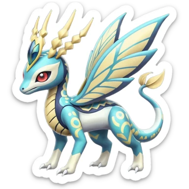 zig-zag-patterned tribal tropical hot spotted Meloetta-Dialga-Giratina-Noibat-Pokémon-Fakémon-fusion-hybrid-creature sticker