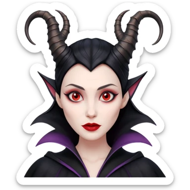 Maleficent villain with horns red eyes sticker