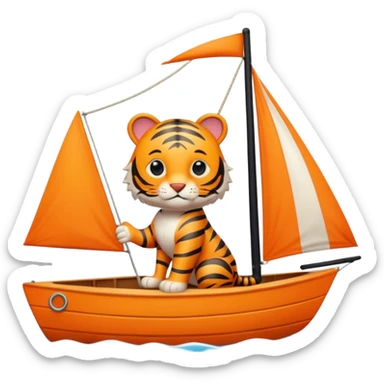 cute tiger sailing on sailboat  sticker