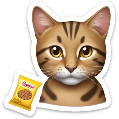 sokoke cat with a whiskas cat food sachet sticker
