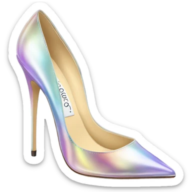 Realistic isolated top view of a pair of pastel  iridescent Jimmy Choo stiletto high heel shoes.  sticker