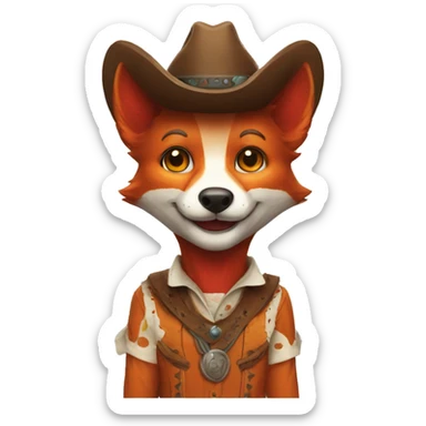 cowboy clown fox sticker